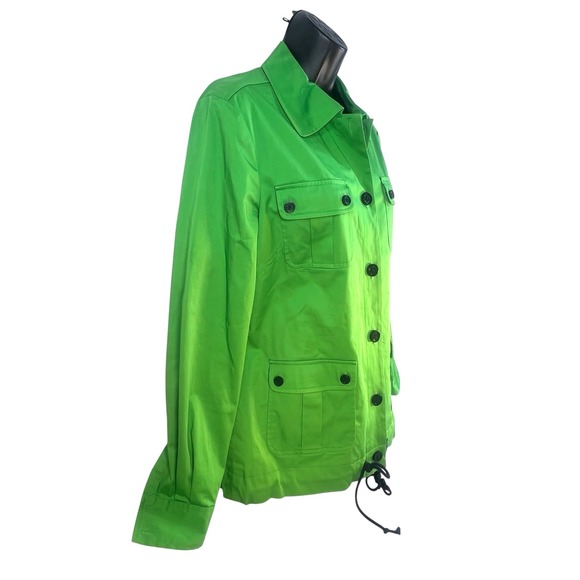 TORY BURCH kelly green logo button flap pocket womens utility jacket sz 10 - Picture 4 of 9